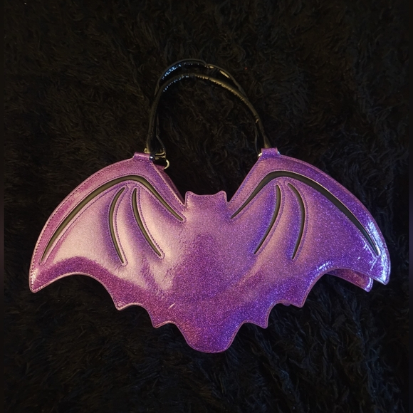 Too Fast Handbags - Too Fast Purple Sparkly Bat Purse